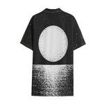 Black And White Moonlight Print Cotton Hawaiian Shirt