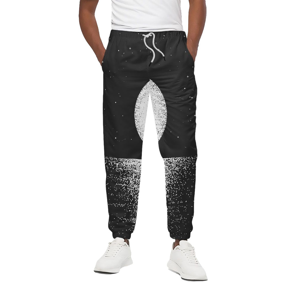 Black And White Moonlight Print Cotton Pants