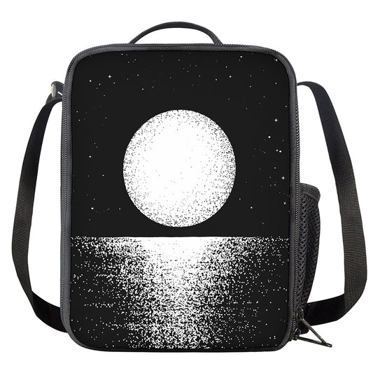 Black And White Moonlight Print Crossbody Lunch Bag