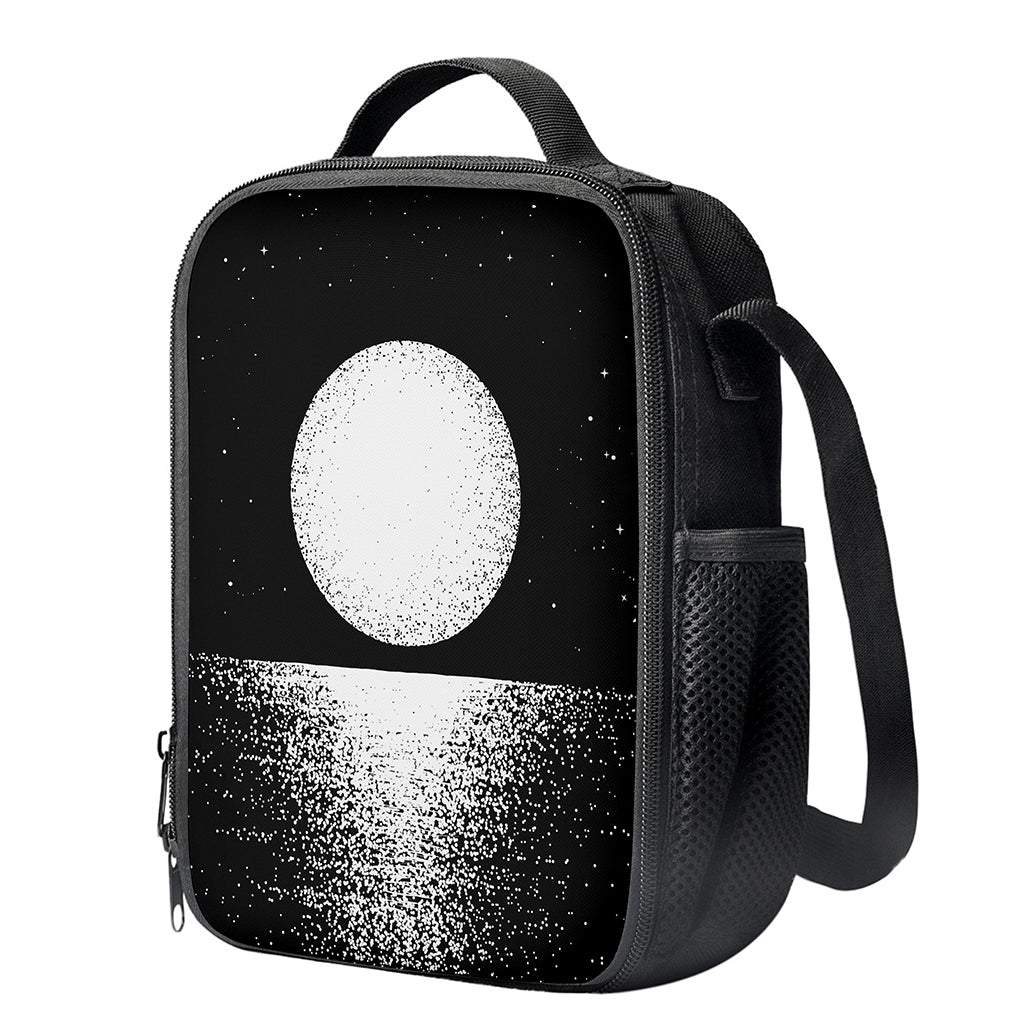 Black And White Moonlight Print Crossbody Lunch Bag