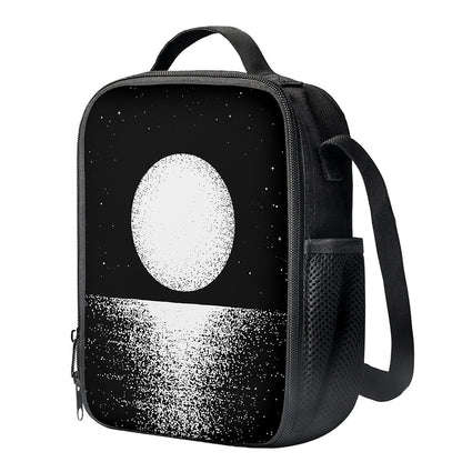 Black And White Moonlight Print Crossbody Lunch Bag