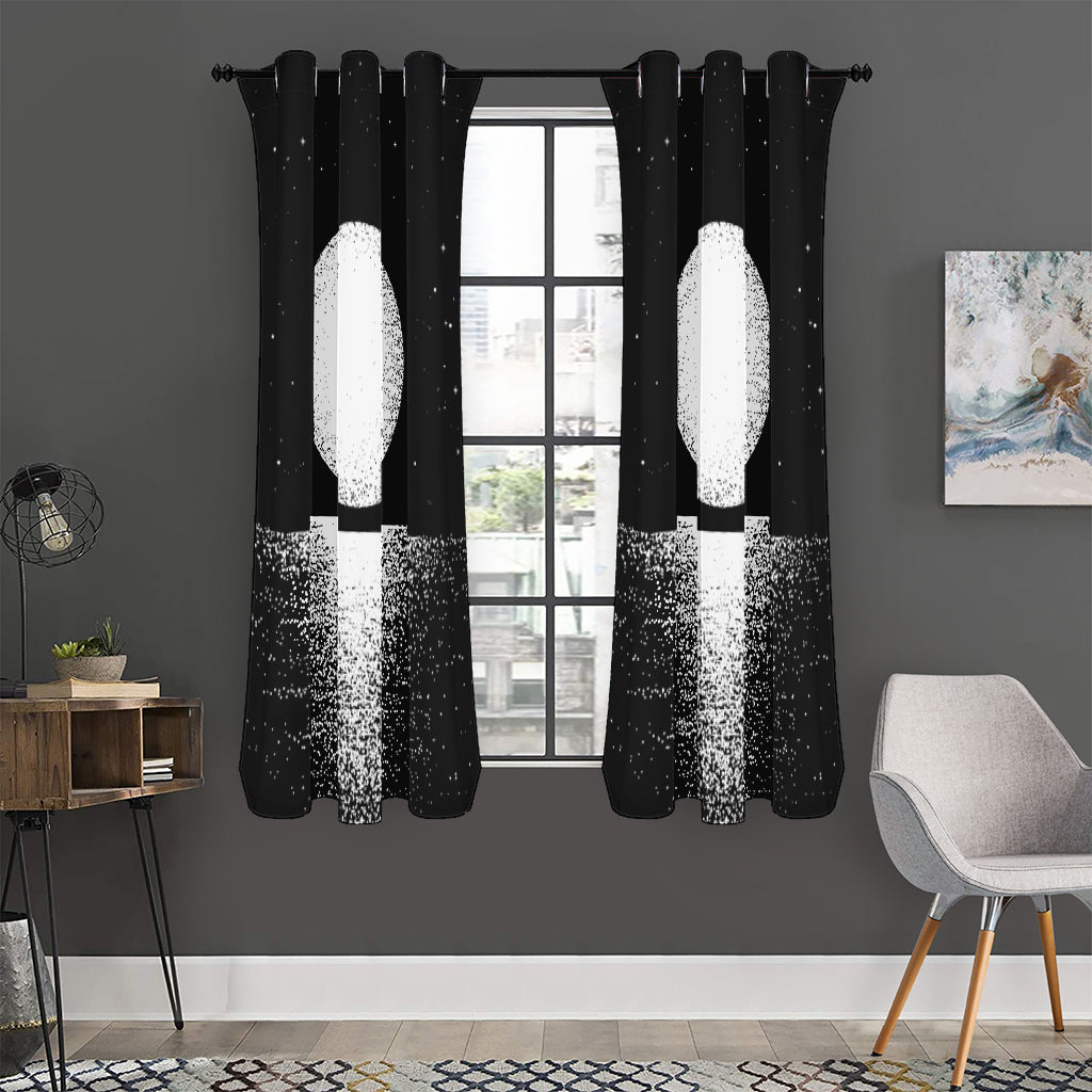 Black And White Moonlight Print Curtain