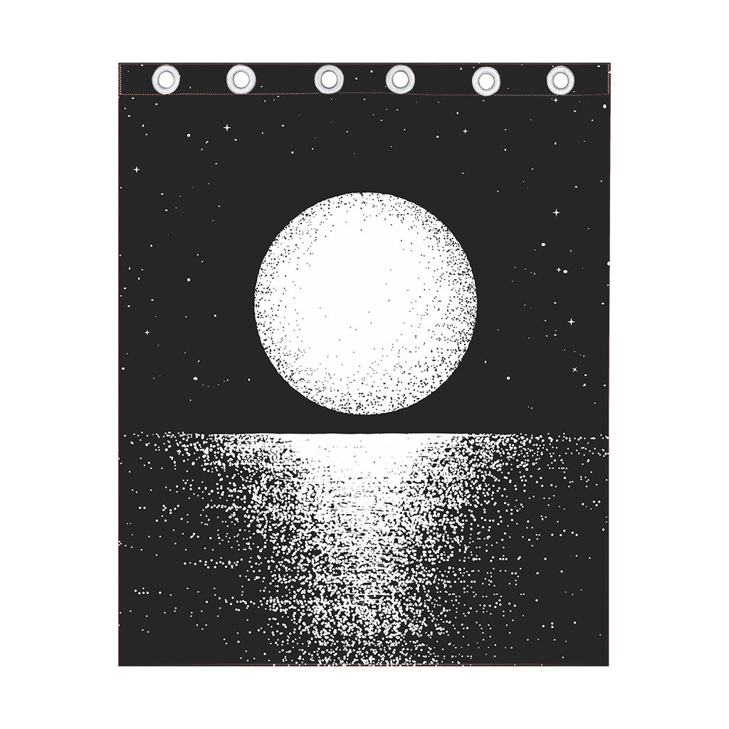 Black And White Moonlight Print Curtain