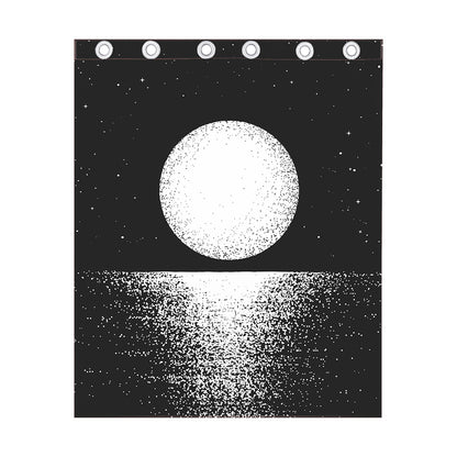 Black And White Moonlight Print Curtain