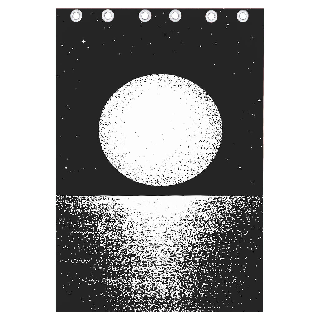 Black And White Moonlight Print Curtain