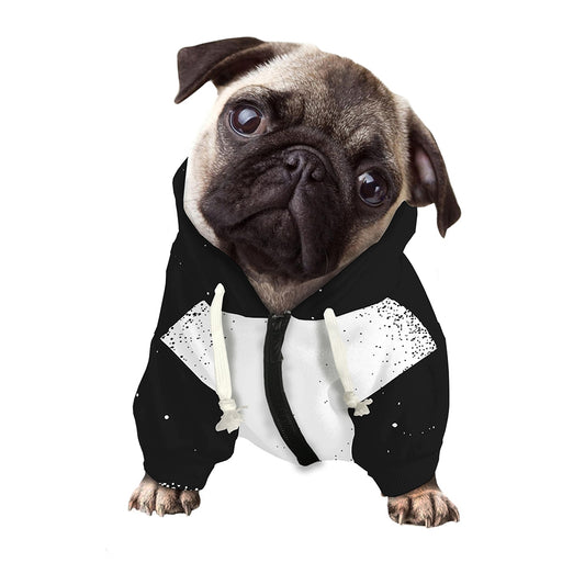 Black And White Moonlight Print Dog Zip Up Hoodie