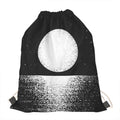 Black And White Moonlight Print Drawstring Bag