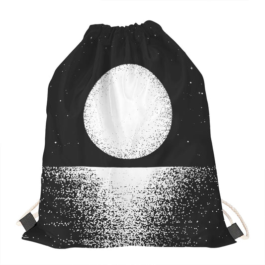 Black And White Moonlight Print Drawstring Bag