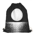 Black And White Moonlight Print Drawstring Bag