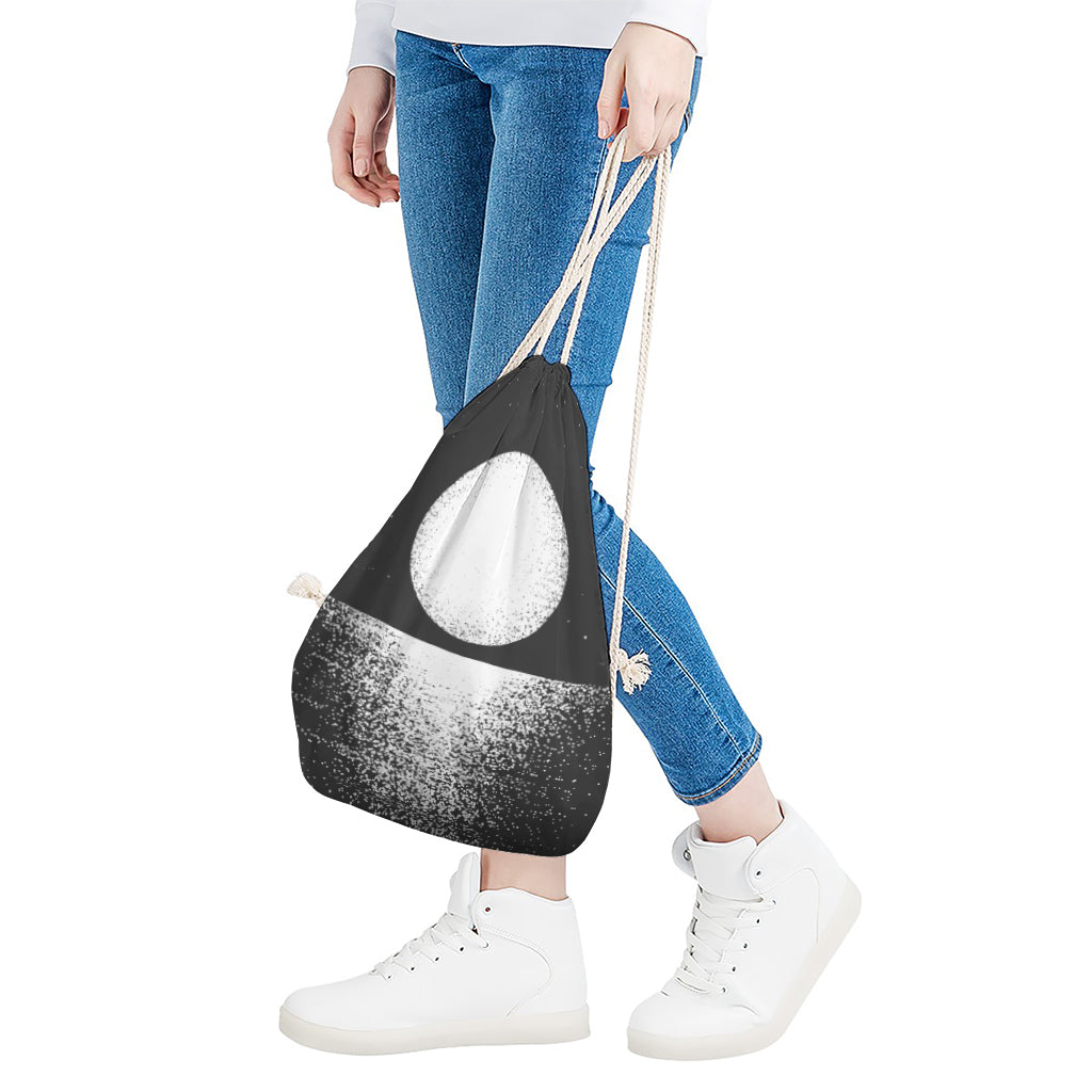 Black And White Moonlight Print Drawstring Bag