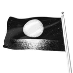 Black And White Moonlight Print Flag