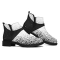 Black And White Moonlight Print Flat Ankle Boots