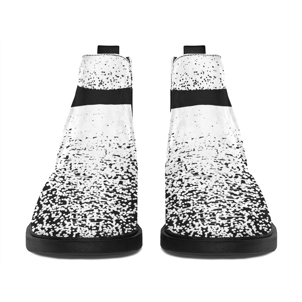 Black And White Moonlight Print Flat Ankle Boots