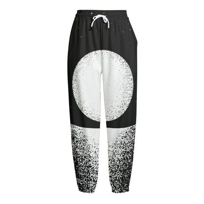 Black And White Moonlight Print Fleece Lined Knit Pants