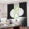 Black And White Moonlight Print Grommet Curtains