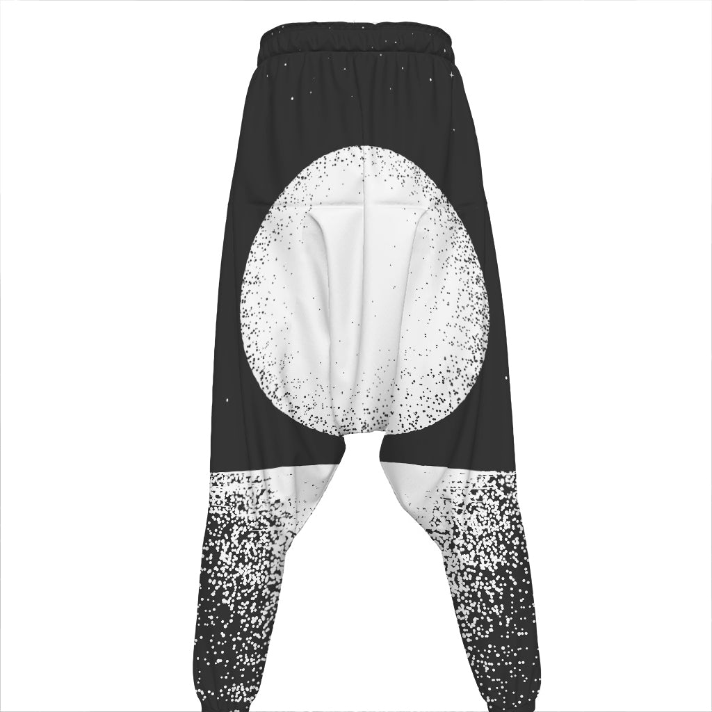 Black And White Moonlight Print Hammer Pants