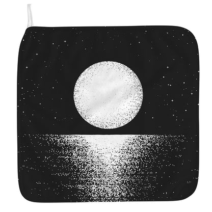 Black And White Moonlight Print Hand Towel