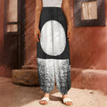 Black And White Moonlight Print Harem Pants