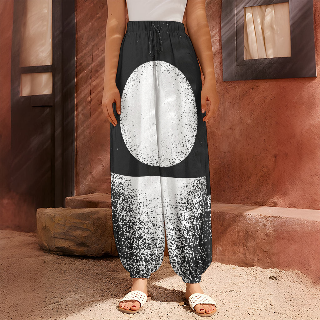 Black And White Moonlight Print Harem Pants