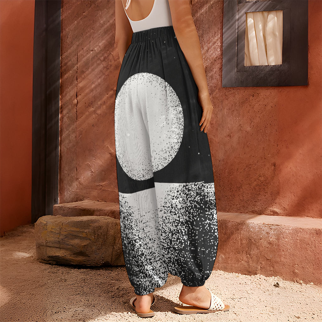 Black And White Moonlight Print Harem Pants