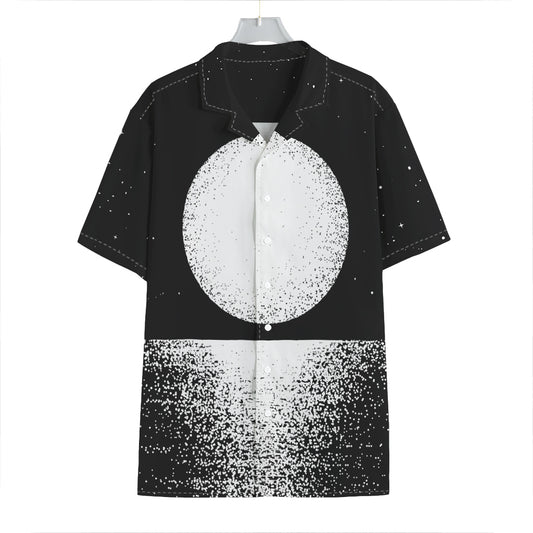 Black And White Moonlight Print Hawaiian Shirt
