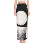 Black And White Moonlight Print High Slit Maxi Skirt