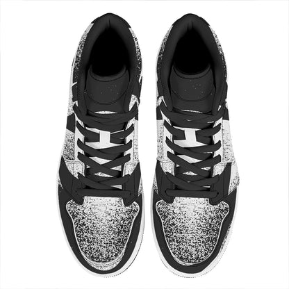 Black And White Moonlight Print High Top Leather Sneakers