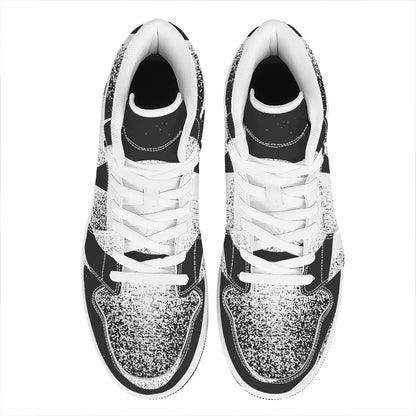 Black And White Moonlight Print High Top Leather Sneakers