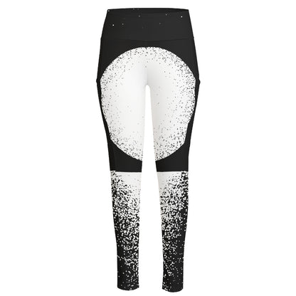 Black And White Moonlight Print High-Waisted Pocket Leggings