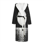 Black And White Moonlight Print Hooded Bathrobe