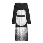 Black And White Moonlight Print Hooded Bathrobe