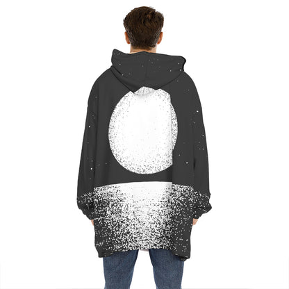 Black And White Moonlight Print Hoodie Blanket