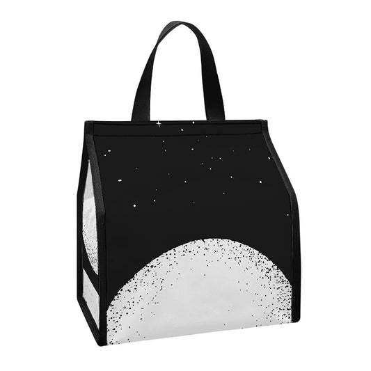 Black And White Moonlight Print Insulated Lunch Tote
