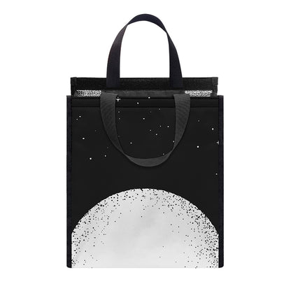 Black And White Moonlight Print Insulated Lunch Tote