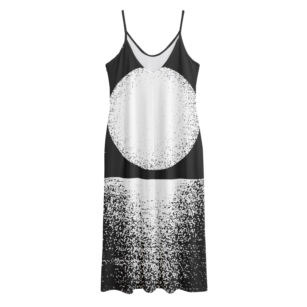 Black And White Moonlight Print Jersey Midi Cami Dress