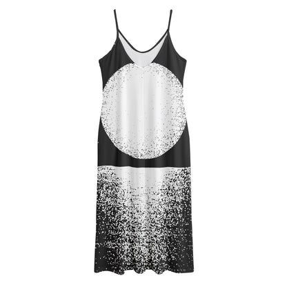 Black And White Moonlight Print Jersey Midi Cami Dress