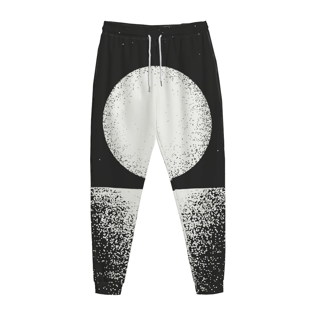 Black And White Moonlight Print Jogger Pants