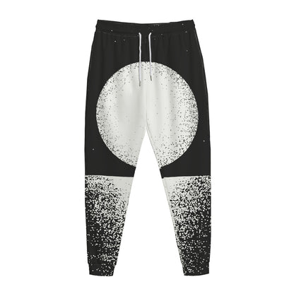 Black And White Moonlight Print Jogger Pants