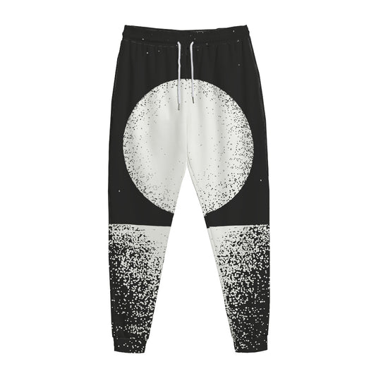 Black And White Moonlight Print Jogger Pants