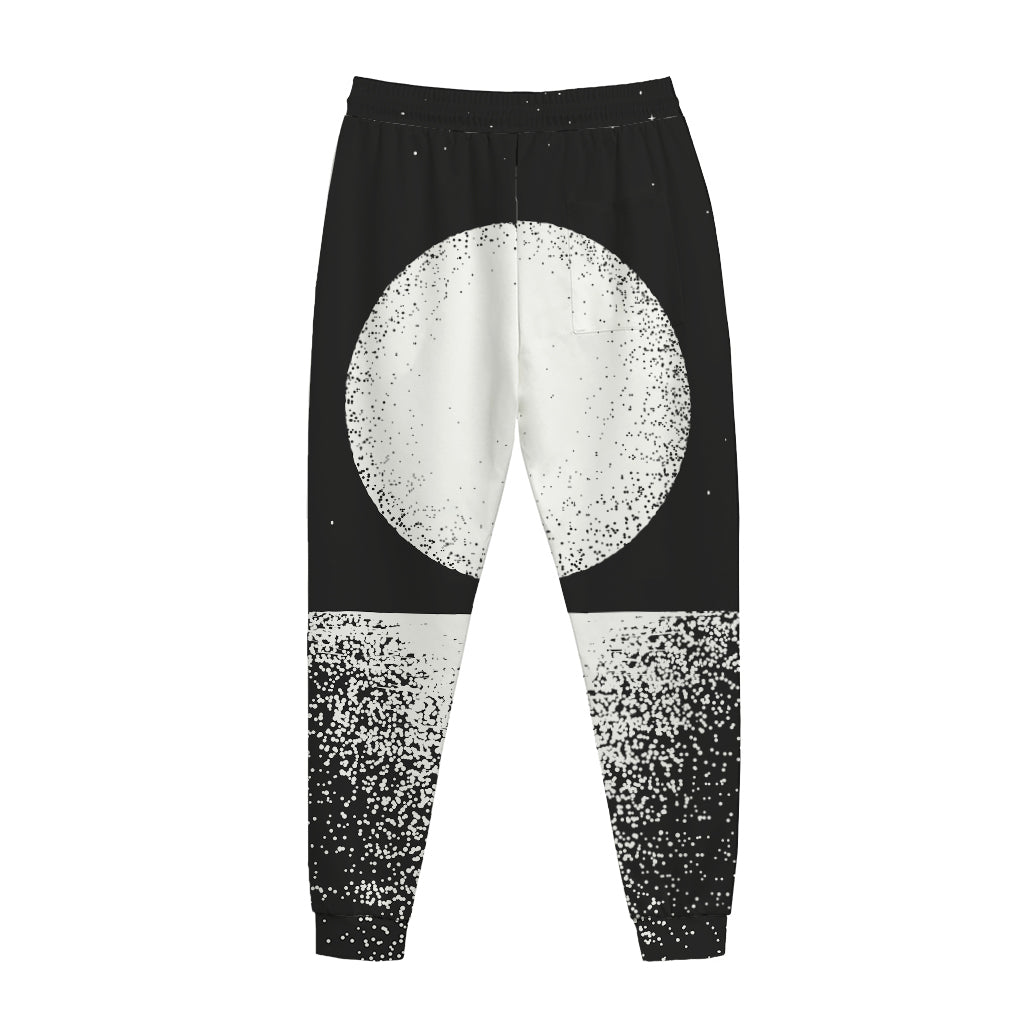 Black And White Moonlight Print Jogger Pants