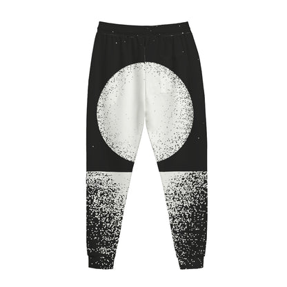 Black And White Moonlight Print Jogger Pants