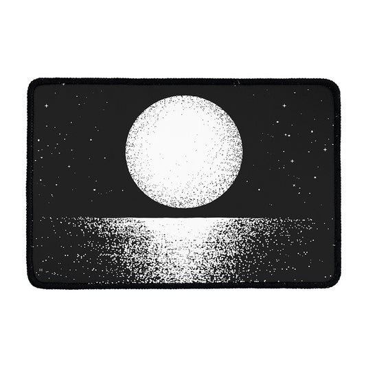 Black And White Moonlight Print Kitchen Mat