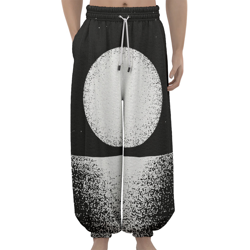 Black And White Moonlight Print Lantern Pants