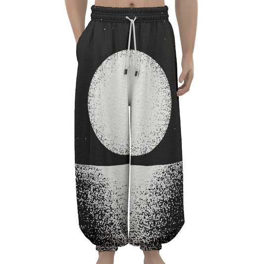Black And White Moonlight Print Lantern Pants