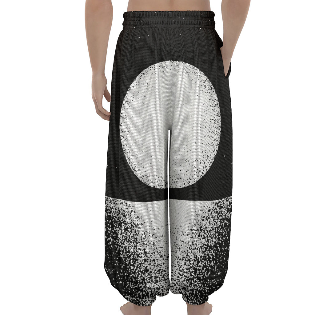 Black And White Moonlight Print Lantern Pants