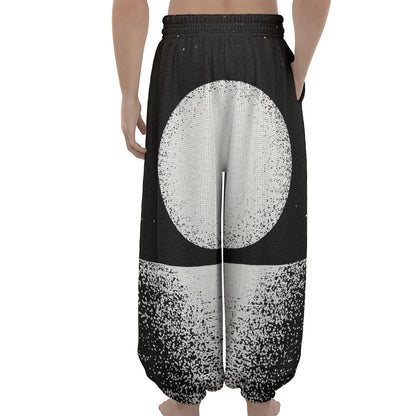 Black And White Moonlight Print Lantern Pants