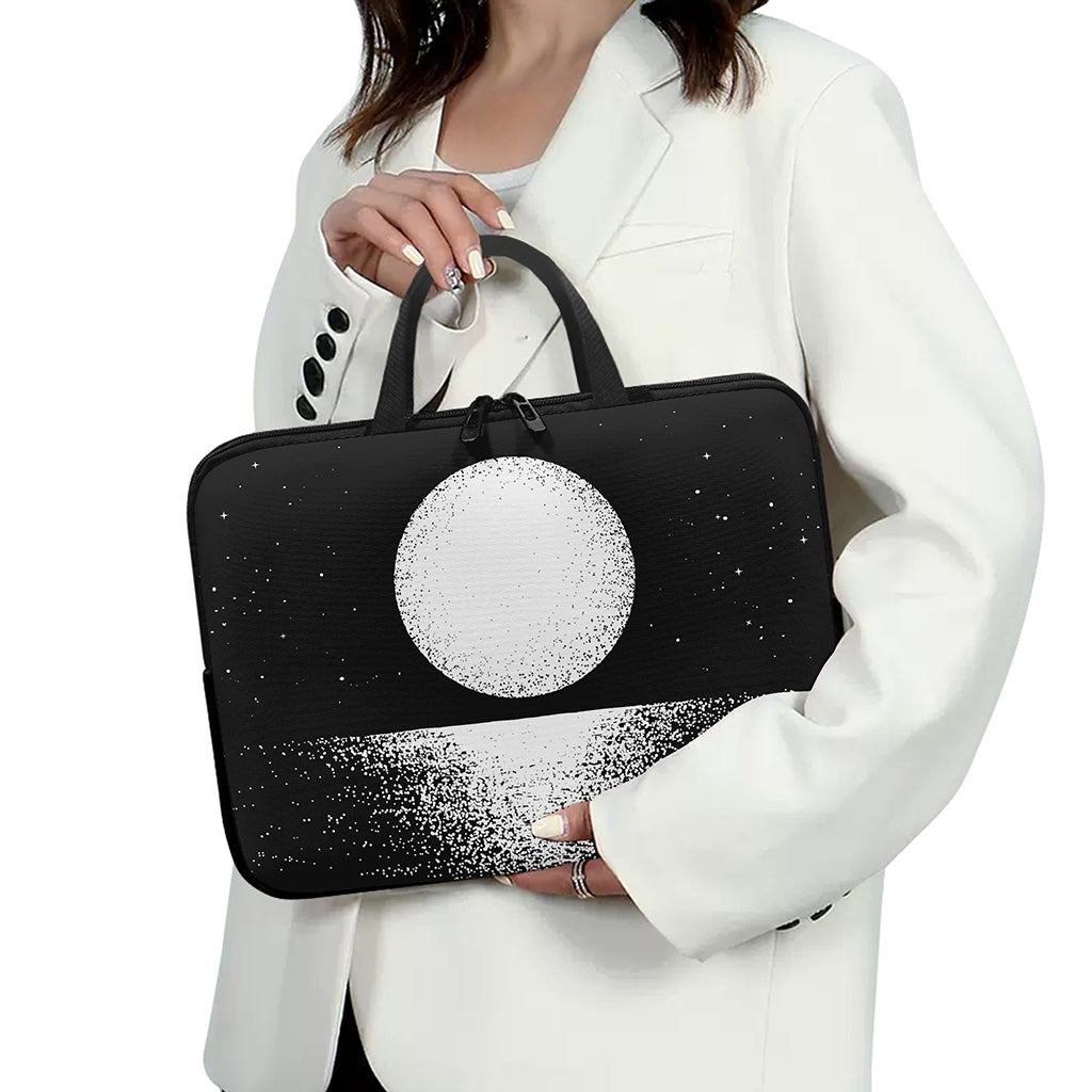 Black And White Moonlight Print Laptop Sleeve With Handle