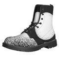 Black And White Moonlight Print Lace-Up Boots