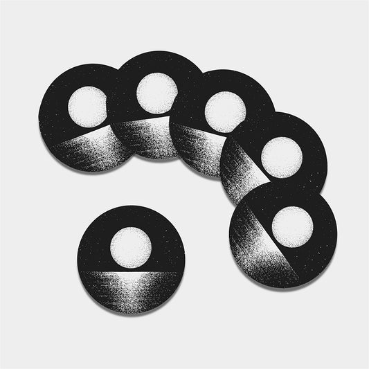 Black And White Moonlight Print Leather Coaster Set