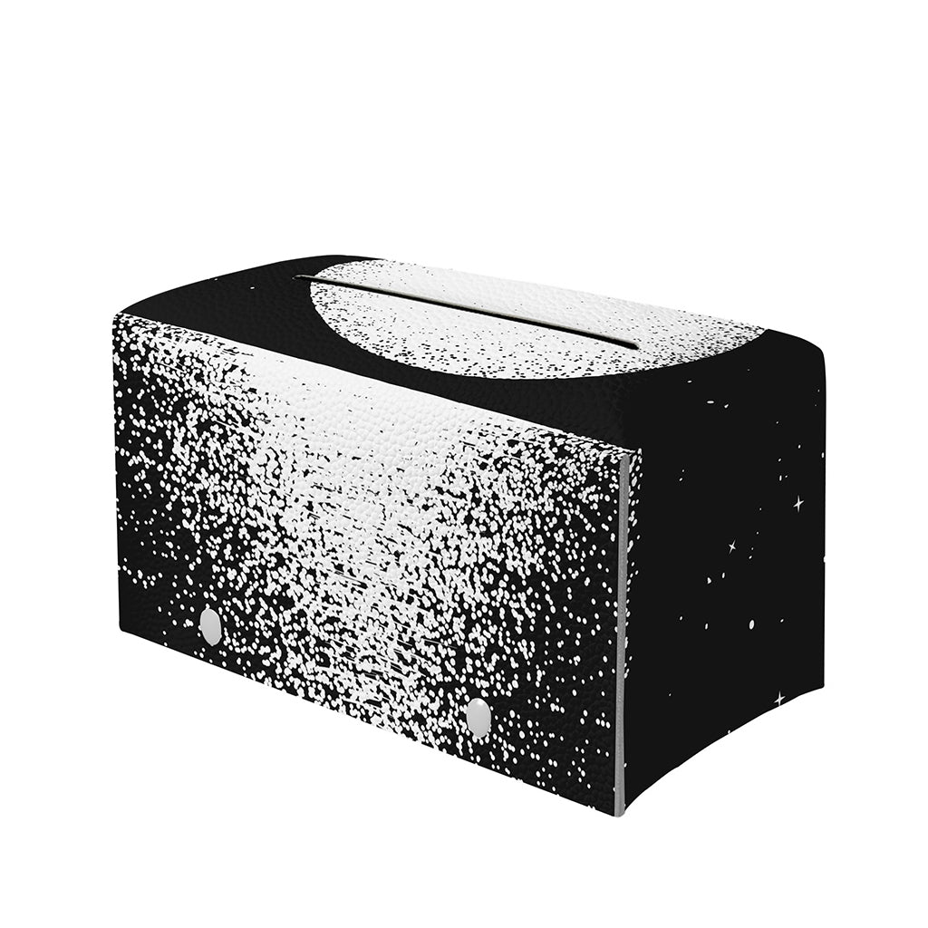 Black And White Moonlight Print Leather Tissue Box Cover